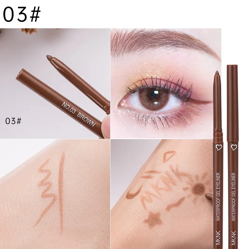 5-kolorowy eyeliner w ołówku Wodoodporny, długotrwały Niebieski Czarny Brązowy Łatwy w noszeniu eyeliner w pisaku Produkty do makijażu Kosmetyki Linia oczu