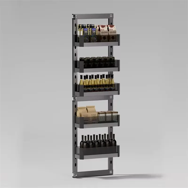 Aluminum High Narrow Cabinet Glass Pantry Storage Organizer Kitchen High Unit Basket