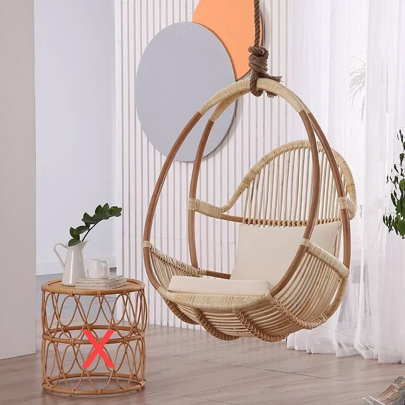 

Nordic simple real rattan balcony hanging basket swing net red handmade rattan hanging homestay cradle rattan patio chair