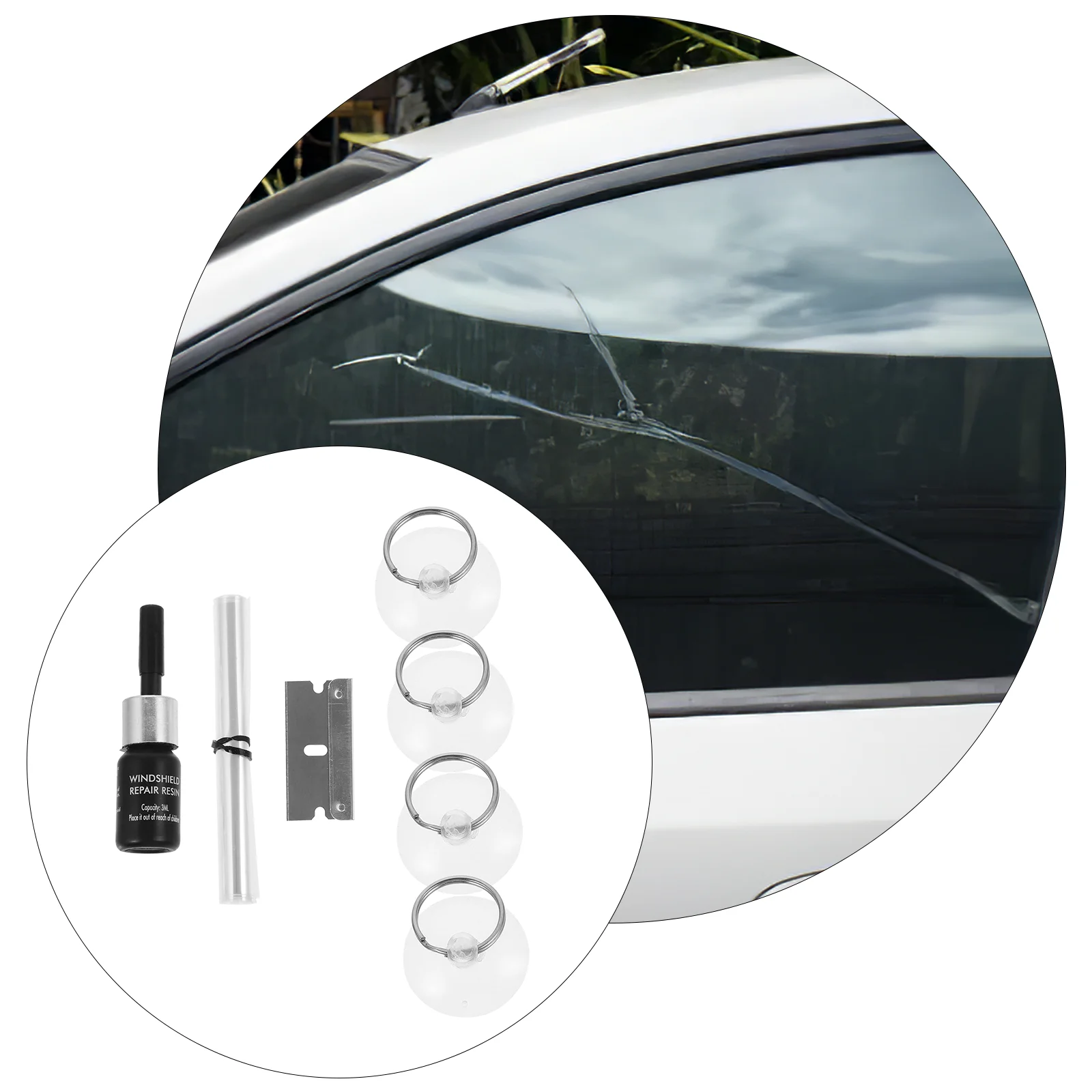 

Windshield Crack Repair Kit for Car Glass Scratch Chips Tools Set Damaged Windshields Restoration Solution Compatibility