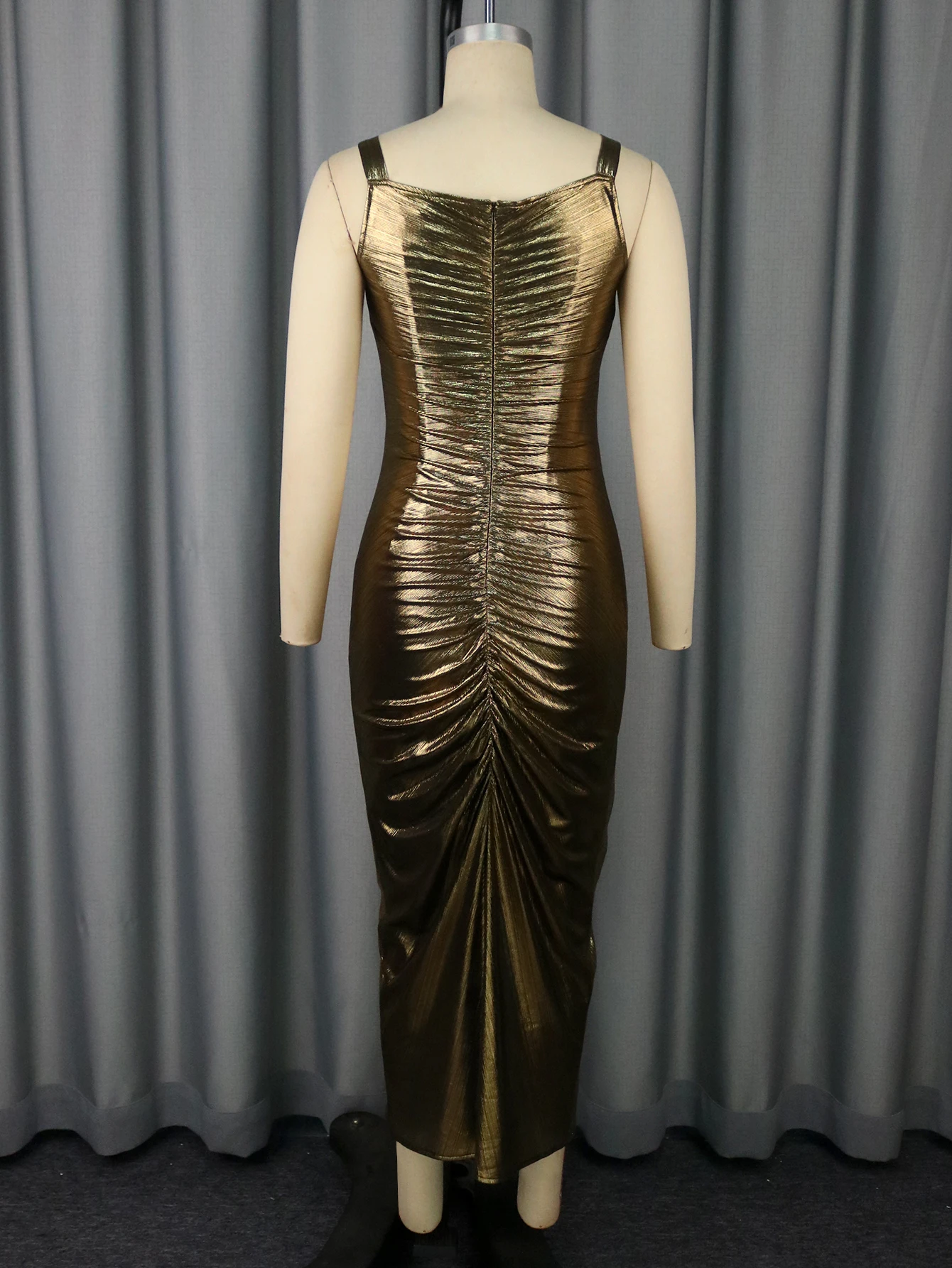 Robe mi-longue dorée pour femmes, Camisole sans manches, col carré, motif Floral 3D, à volants, fente latérale, parfaite pour une soirée, une occasion particulière