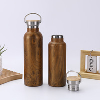 500/750Ml Stainless Steel Insulated Wood Grain Vacuum Thermos Outdoor Camping Sports Water Bottle Keep Cold/Hot Mug
