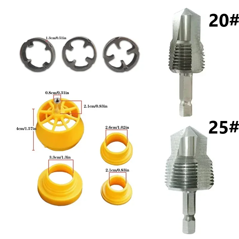 PPR Electric Drill Bit PVC Pipe Threader 1/2 3/4In 1Inch Dies Pipe Threader Water Pipe Thread Tapping Tool Hole Opener