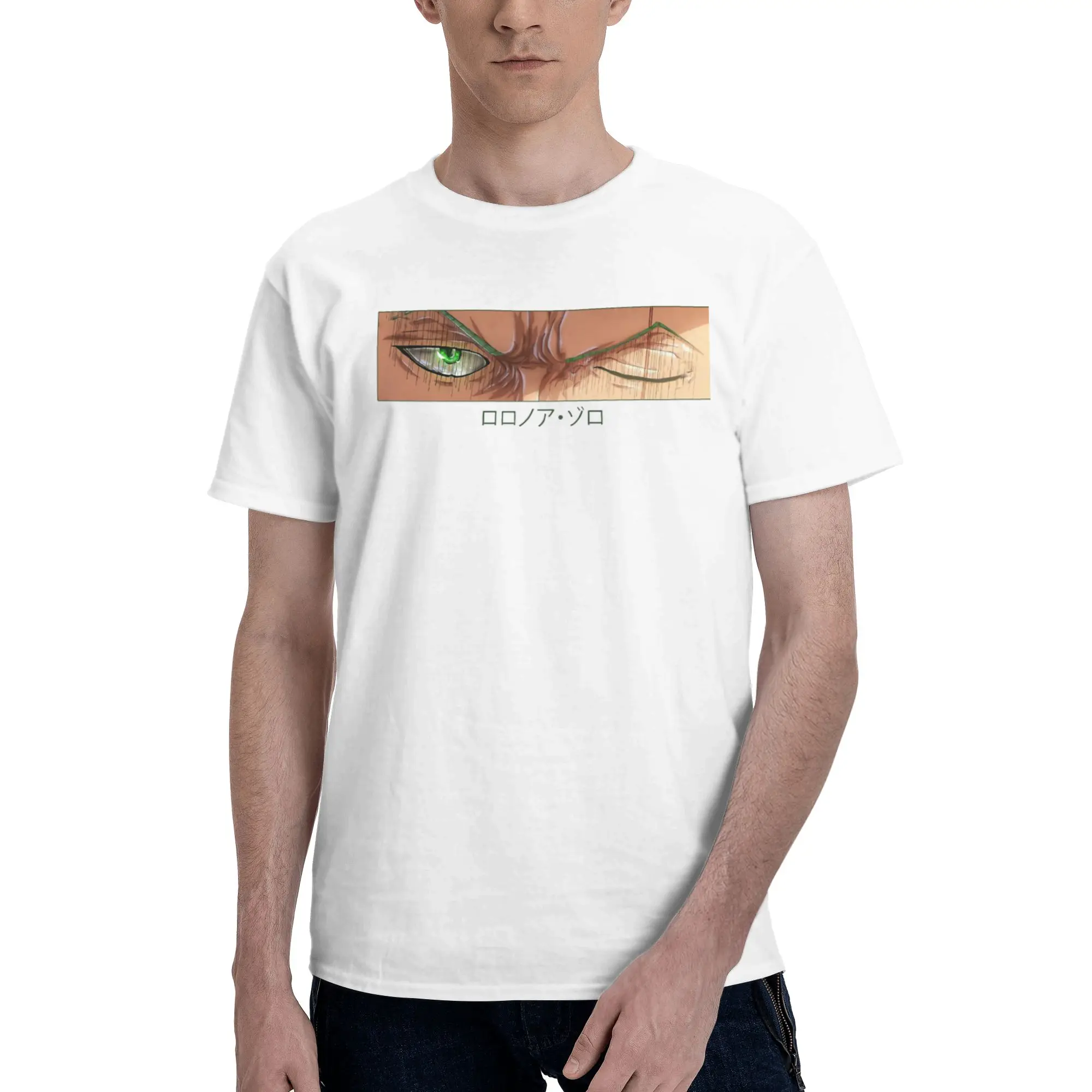 Roronoa Zoro Eyes  Men T Shirts One Piece Novelty Tee Shirt Short Sleeve Round Neck Pure Cotton Unique Clothes T-Shirt