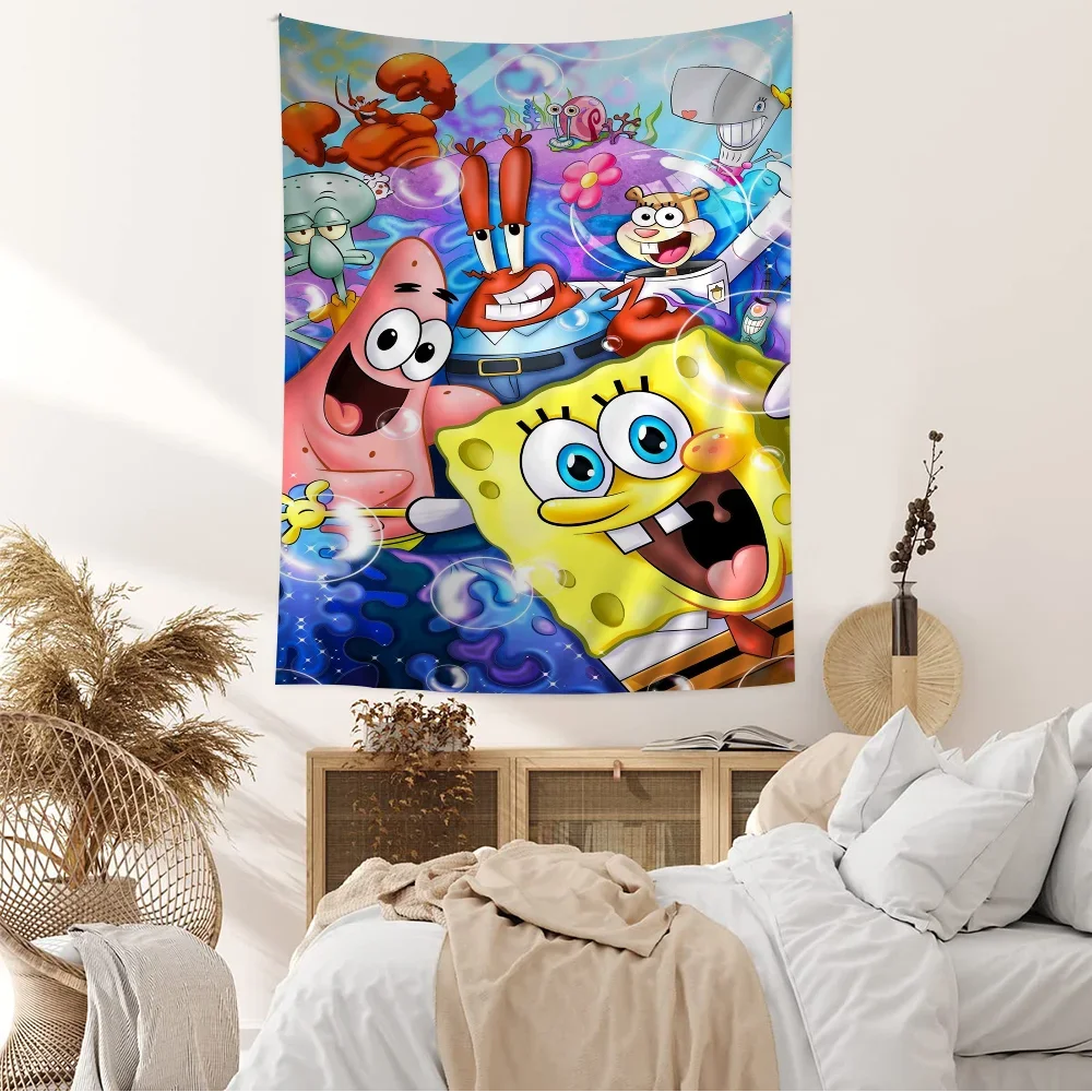 Anime S-SpongeBob S-SquarePants Colorful Tapestry Wall Hanging Bohemian Wall Tapestries Mandala Wall Hanging Sheets