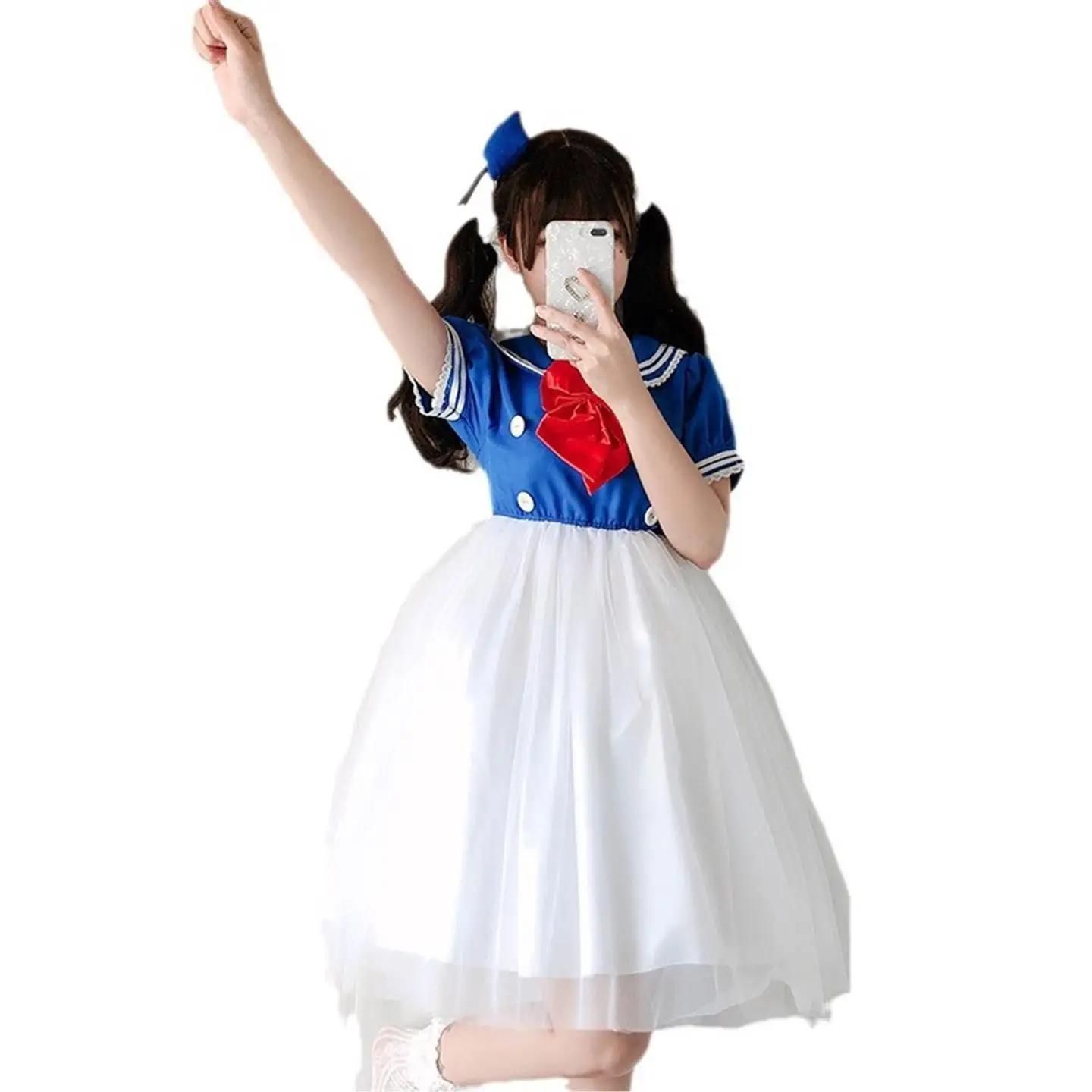 Disfraz de Halloween actuación para adultos Dr dibujos animados Animal cuello azul marino Par evento Du traje de actuación vestido de noche para mujer