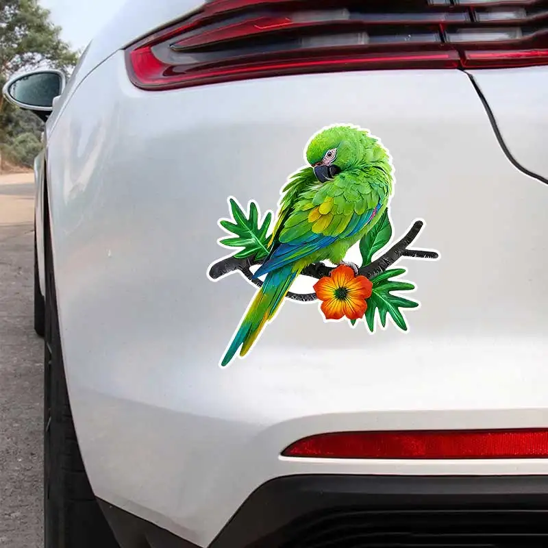 Cute Green Parrot Car Sticker Vinyl Decal Waterproof Rear Window Motorcycle Camper Bumper Truck Laptop Decoration SH1613