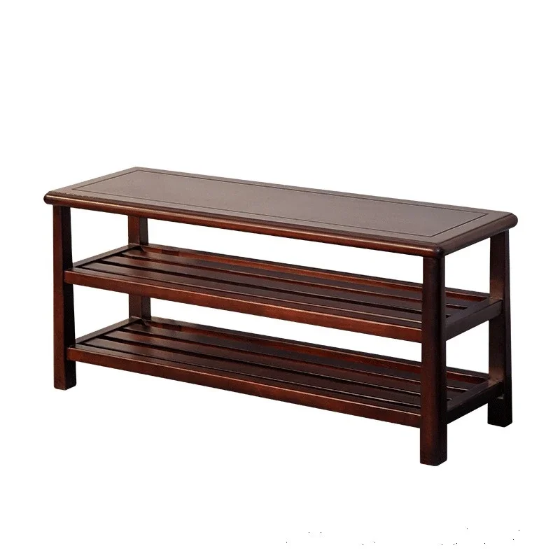 All solid wood multi-layer shoe rack, seated shoe changing stool, household small apartment