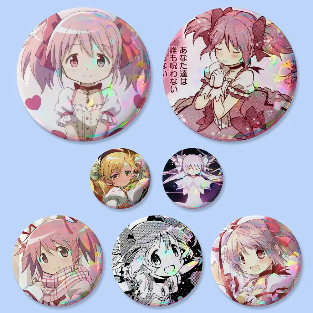 Badges d'anime Puella Magi Madoka Magica, boutons ronds créatifs, broches, décorations pour sacs, accessoires pour fans, cadeaux pour amis