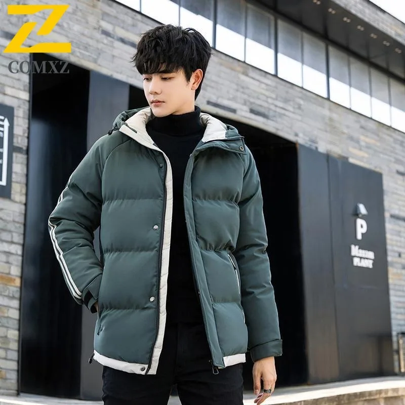 

​Men Down Cotton Windbreaker Winter American style Thickened Casual Outerwear Daily Use Lightweight Sports Warm Puffer Coat ​
