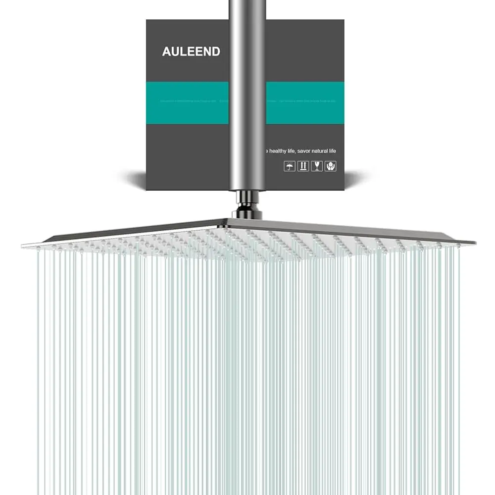 

AllexpreskSquare Rain Shower Head, High Flow Stainless Steel,Work with any decorative style，All Metal Rainfall Shower Head (Brus