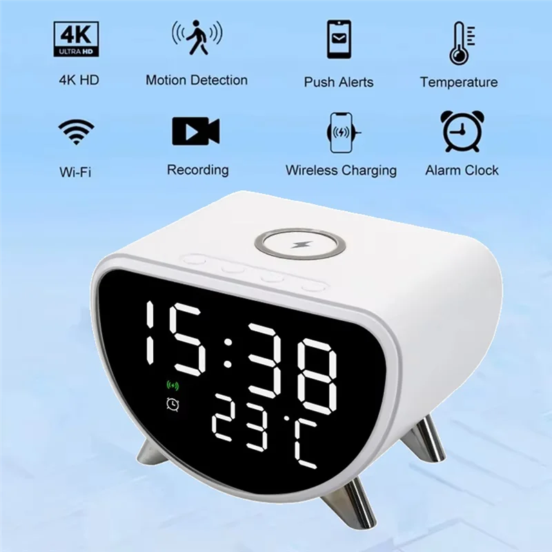 ABZY-Multifunctional Alarmclock Temperature Clock Wireless Charger LED Mobile Phone Three In One Wireless Charger