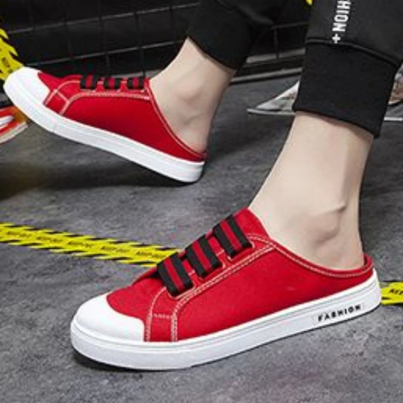 Shoes Casual Sandals Man Flat Canvas Slippers For Men With Korean Style Y2k Adult High Quality Fashion Elegant Cheap Low Price