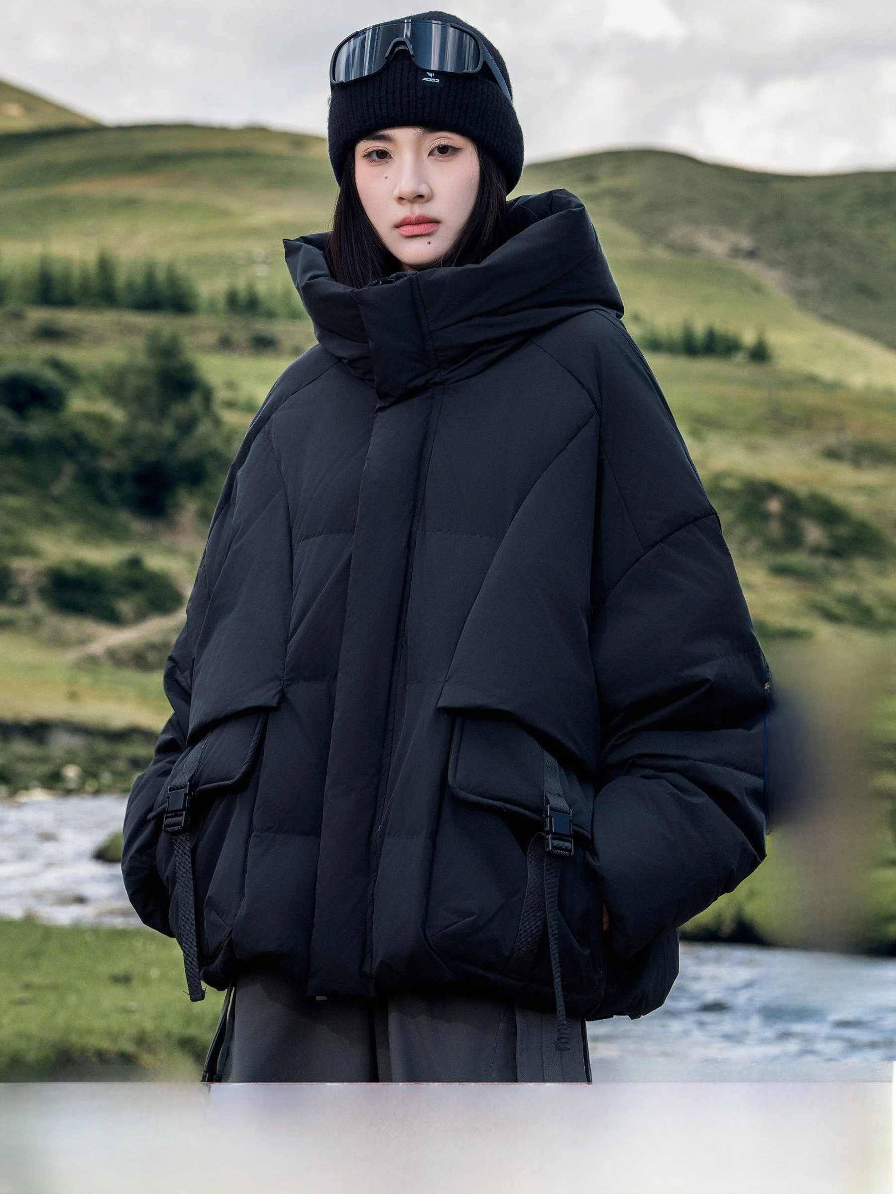 AOGZ Workwear Cotton Jacket Hooded Unisex Winter Warm Outerwear Thickened Polyester Fiber Cleanfit Style Zipper Closure ...