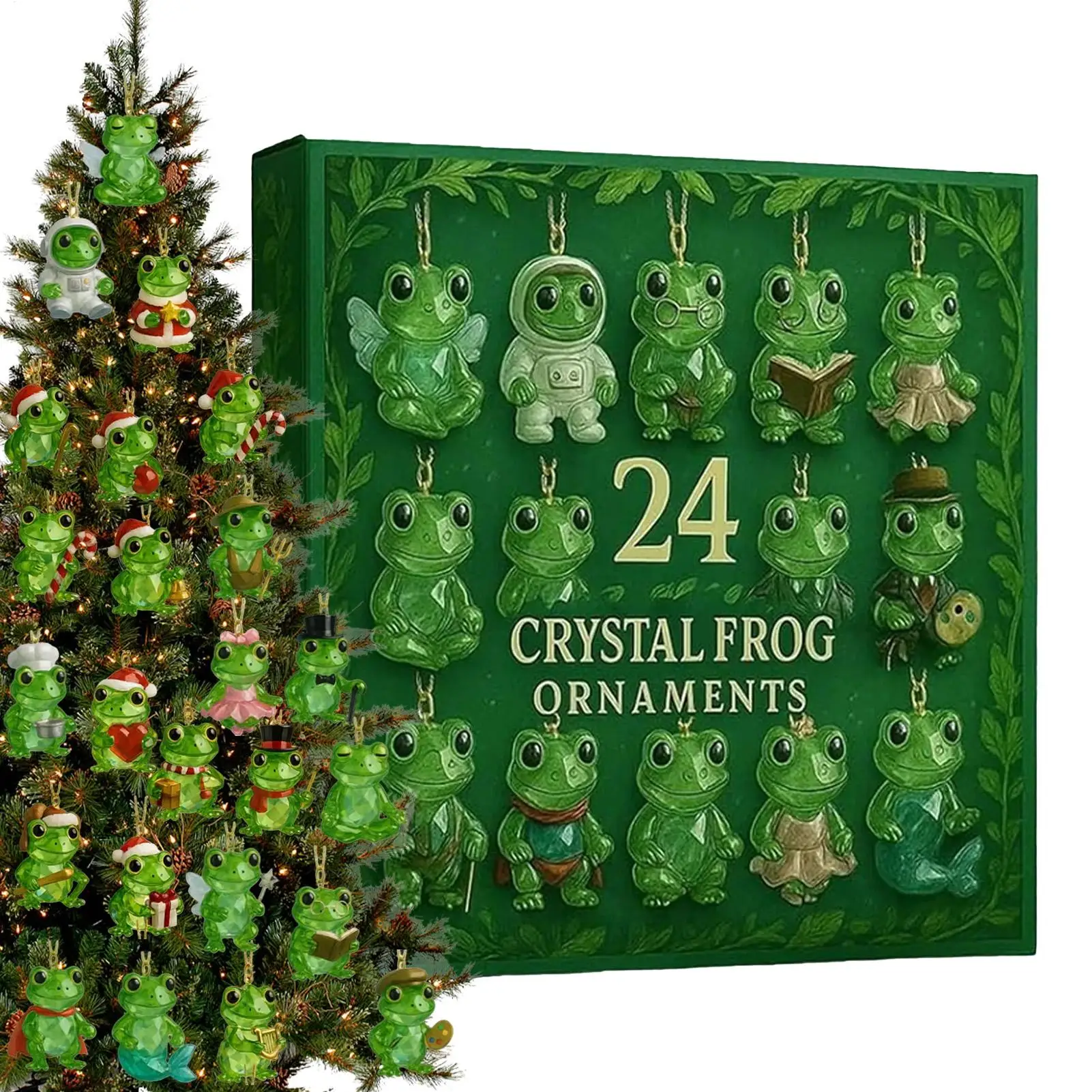 

Рождественские украшения обратного отсчета, 2D акриловые животные, приключенческие украшения, лягушка, рождественские украшения обратного отсчета для взрослых, семейные друзья