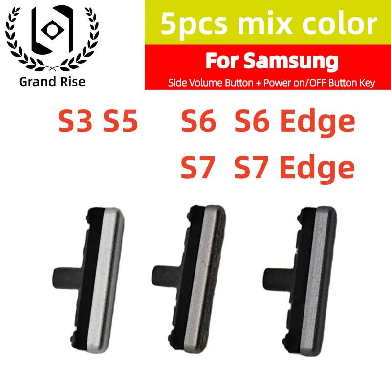 5 Set Side Volume Button + Power On/Off Button Key for Samsung Galaxy S3 S5 S6 S7 Edge G925 G920 G930 G935