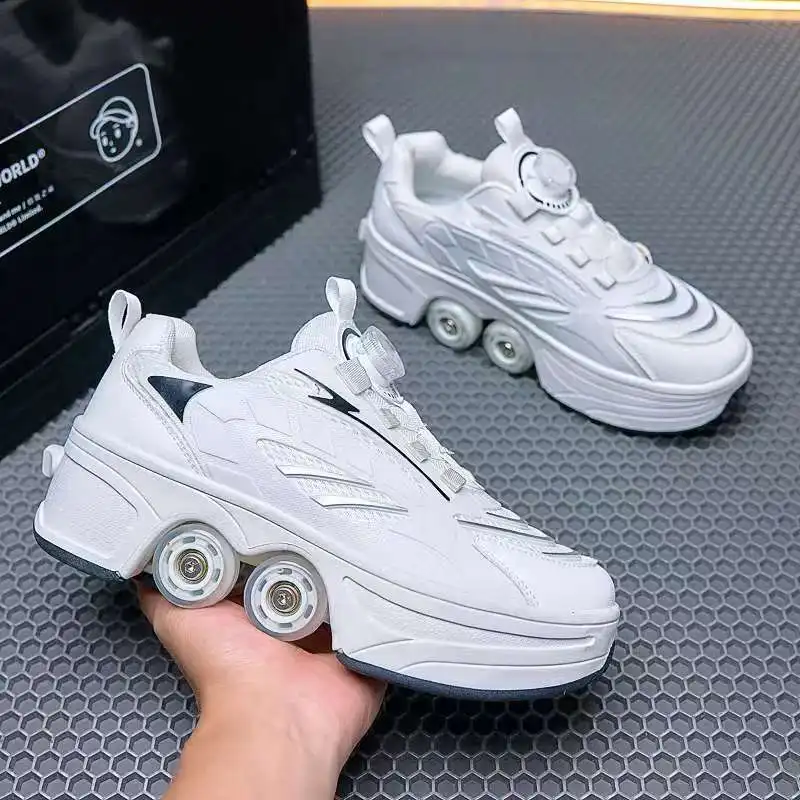 زلاجات دوارة كبيرة جديدة قابلة للسحب بأربع عجلات، مثالية للرياضات الخارجية والأنشطة الترفيهية. هدية عظيمة!