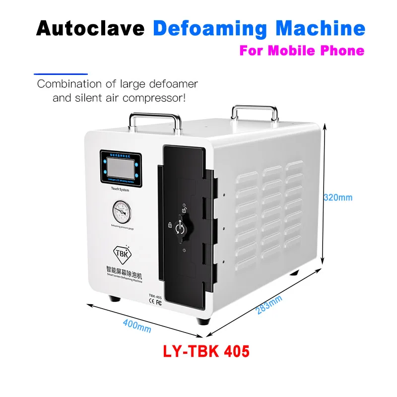 

Mini LCD Screen Autoclave Defoaming Machine TBK 405 15 Inches For Mobile Phone Display Repair Built-in Air Compressor Self Lock