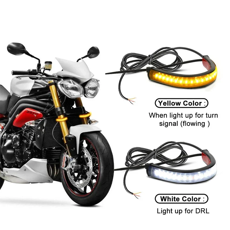 Universal Flexible LED Motorcycle Turn Signal Light Brake Lamp Bar Strip Off-road Moto License Plate Taillight LED Brake Light image 4