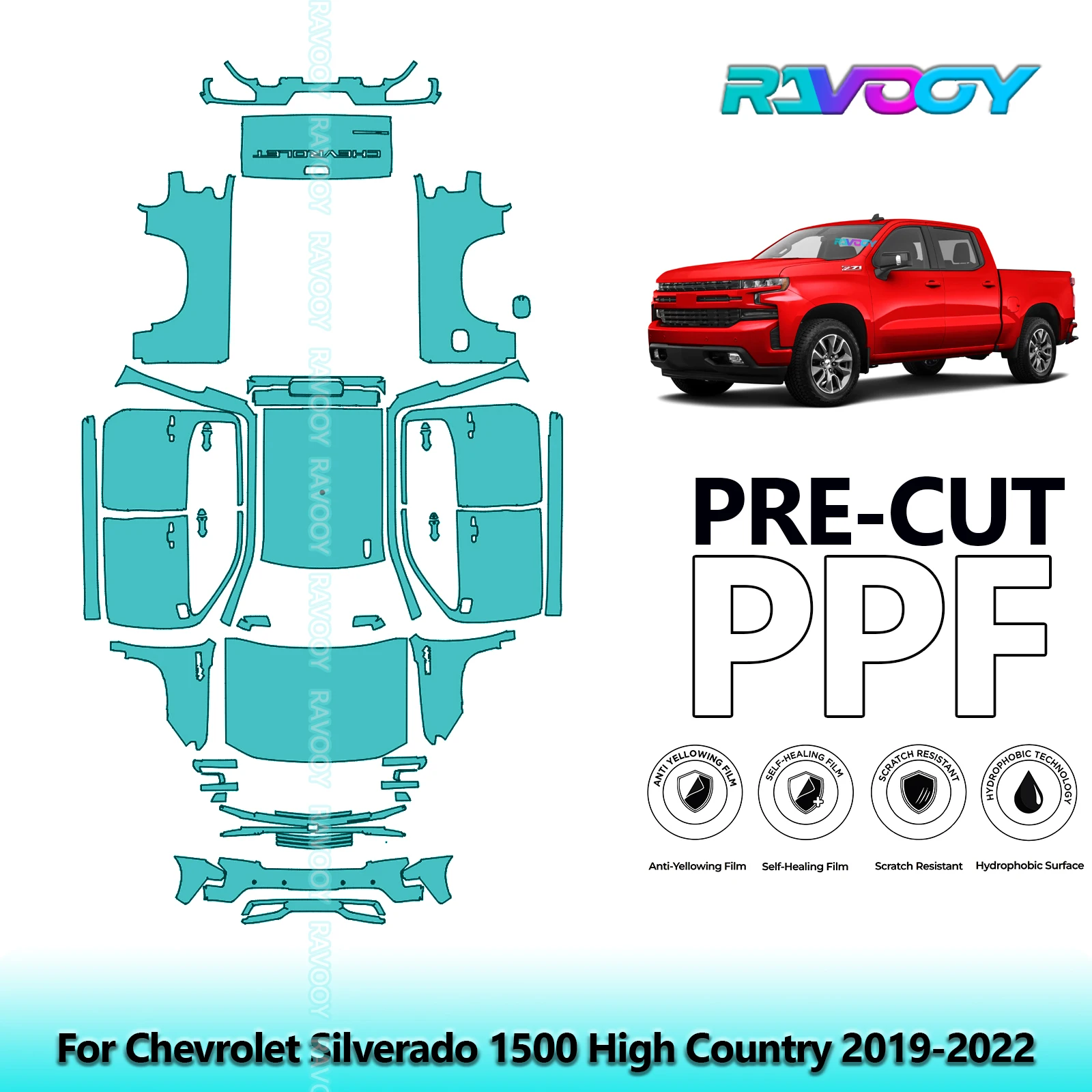 

Car Precut PPF Paint Protection Film Full Vehicle For Chevrolet Silverado 1500 High Country 2019-2022