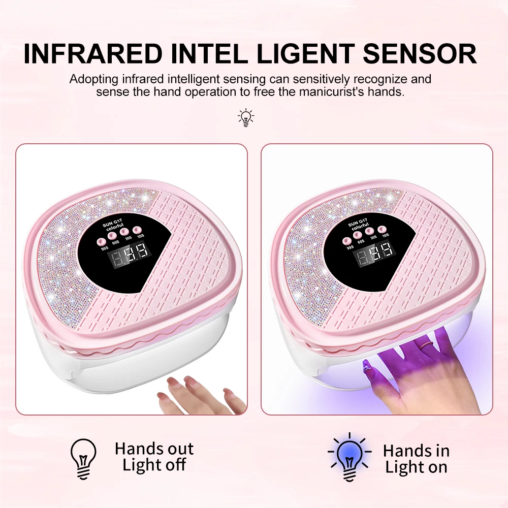 45 LEDS UV/LED เล็บโคมไฟ 4 การตั้งค่าจับเวลาจอแสดงผล LCD เซ็นเซอร์อัตโนมัติเล็บ Light เล็บเครื่องมือ Salon สําหรับเจลอะคริลิค