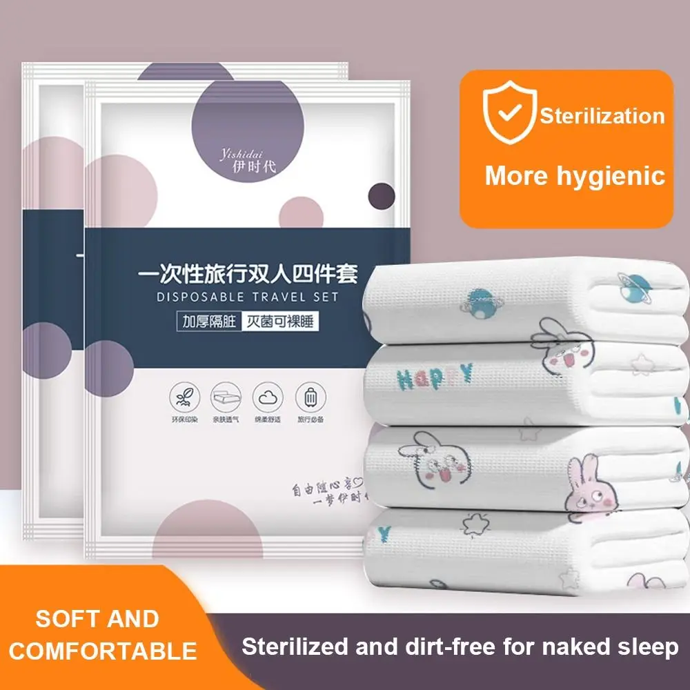 3 / 4-Piece Thickened Disposable Bed Sheet Non-Woven Dirty Proof Portable Bedding Set Travel Hotel Isolation Sheets