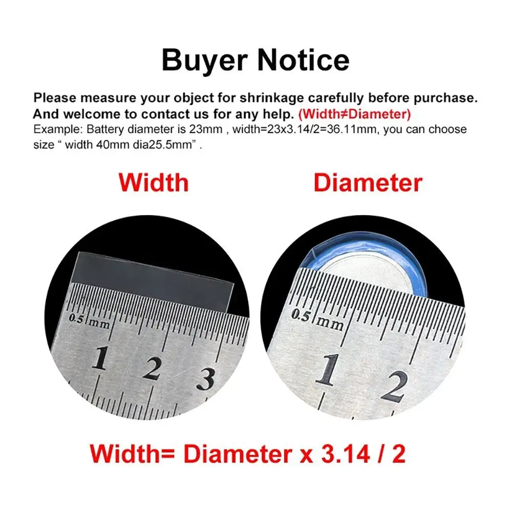 1Meter/Pack New Li-ion Wrap Heat Shrink Tube PVC Multi Sizes Shrinkable Film 70-200mm Width 18650 Battery Pack Tape Sleeves