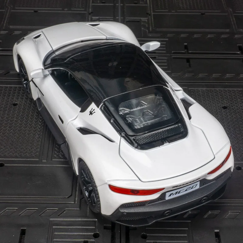 1:32 simulación Maserati MC20 supercoche de aleación modelo coche, puertas y capó del motor, maletero se puede abrir, regalo de retorno de luz y sonido