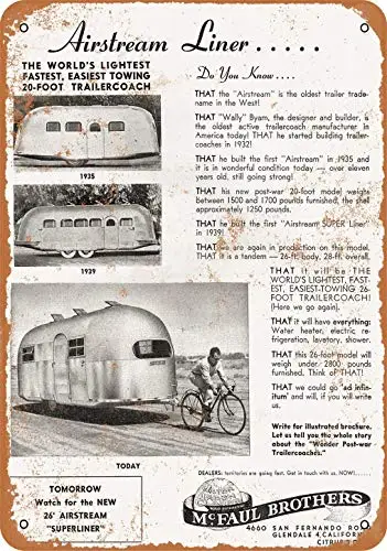 

1952 Airstream винтажный металлический знак 8x12 дюймов Настенный декор