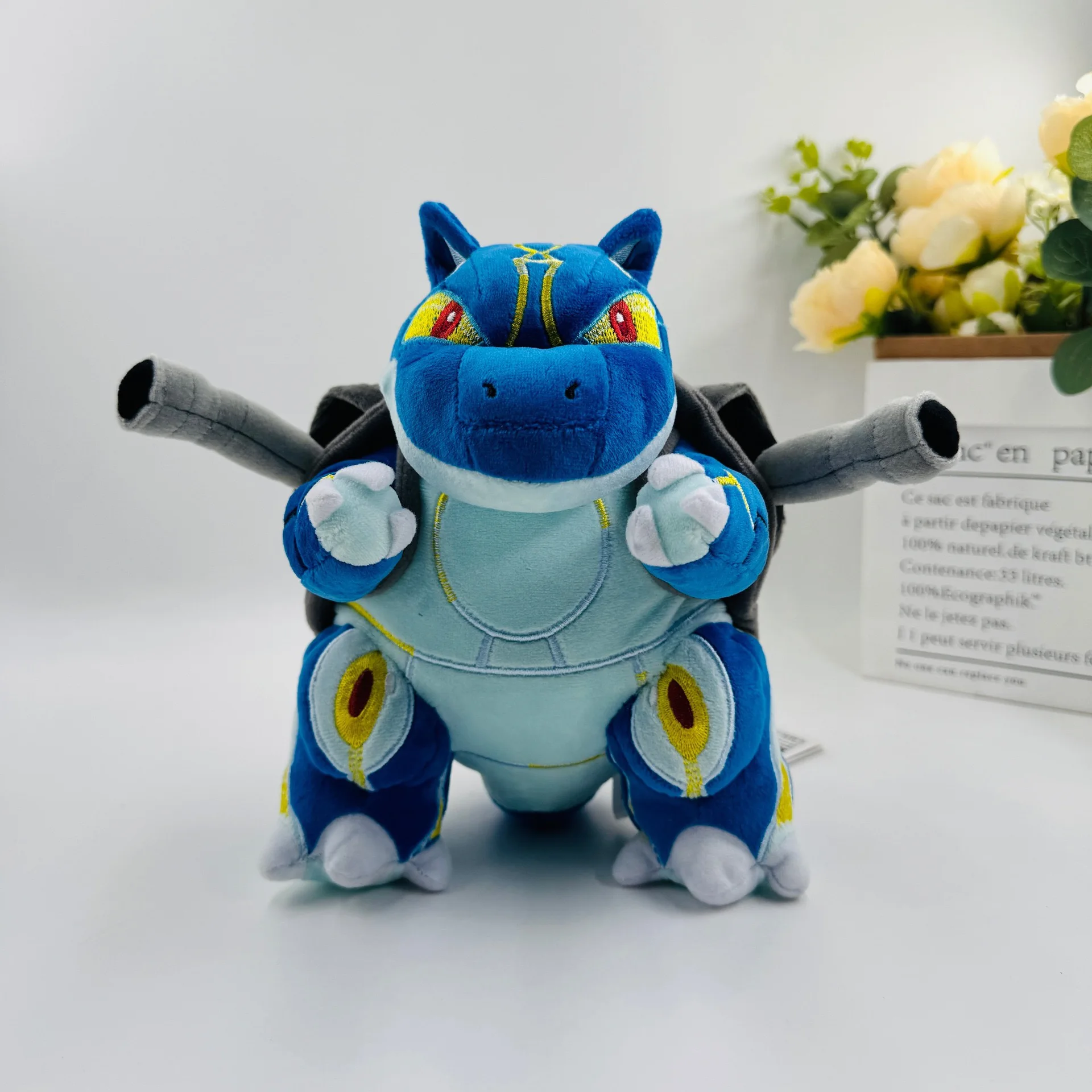 20cm メガブラストイズ ポケモン ぬいぐるみ - 巨大キャノンタートル 最終進化 ぬいぐるみ、水タイプ ゼニガメ進化 コレクタブルフィギュア