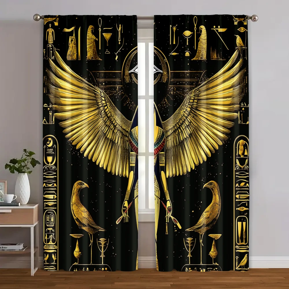 

2pcs, Curtain Popular Egyptian eyes Durable Polyester (without rod) Room Decor Ldeal for Living Room & Office Decor Living Room