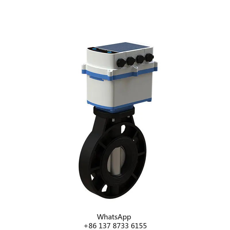 Smart Digital Butterfly Valve Solar Powered 4G 5G LoRa Remote Control Water Saving Plastic Engine Motor Farm Irrigation System
