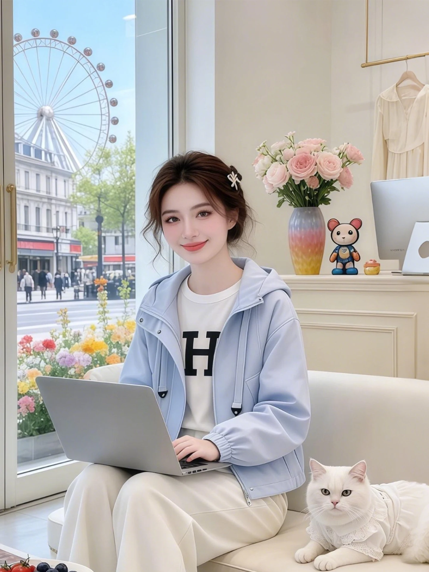 Fashionable Short Women's Jacket Spring 2026 Hooded Sporty Purple Outerwear Commute Style Loose Fit Long Sleeve Zipper Pocket