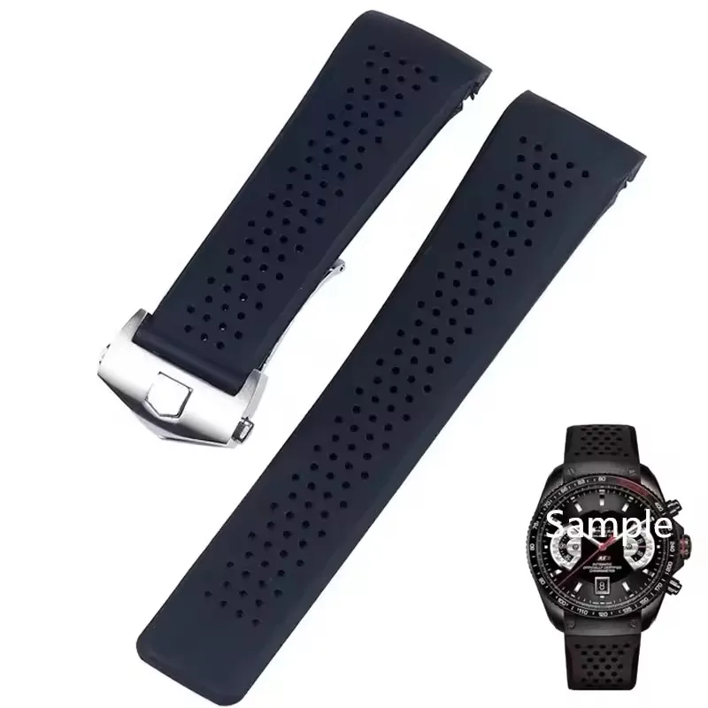 Watch Bracelet For TAG HEUER GRAND CARRERA AQUARACER Soft Silicone Wristband 22mm 24mm Men\'s Watch Strap Rubber Watch Band Chain