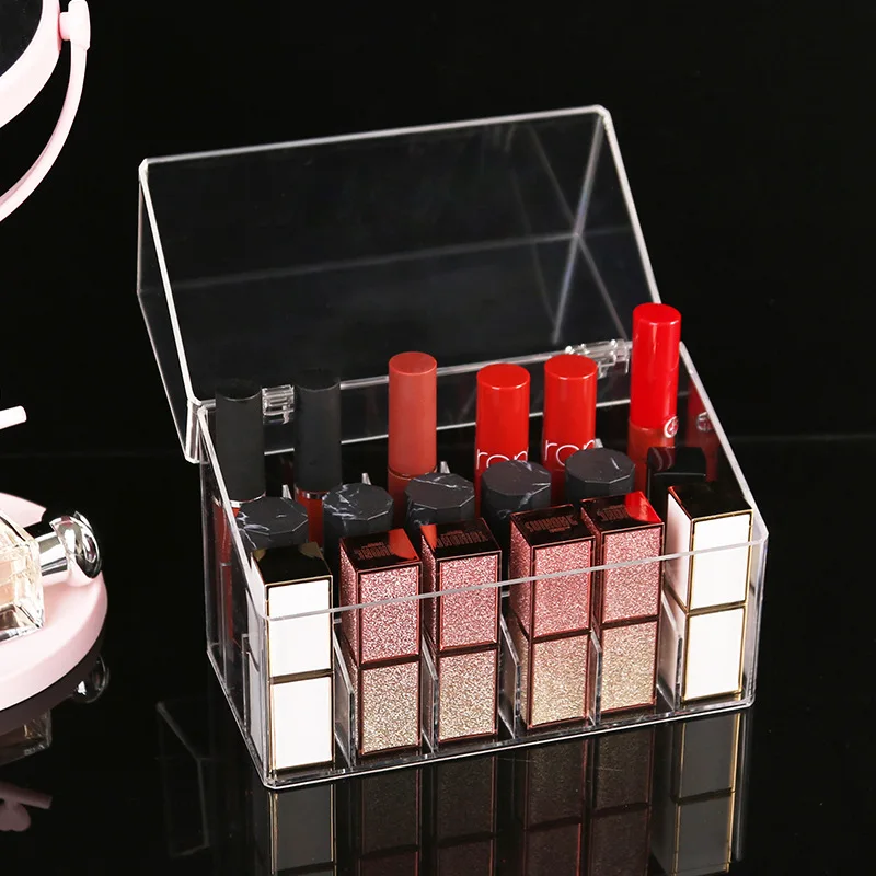 Clear 24/40 Grid Lipstick Stand Case Makeup Organizer Storage Box Lipstick Display Stand Holder Cosmetic Jewelry Organizer Box