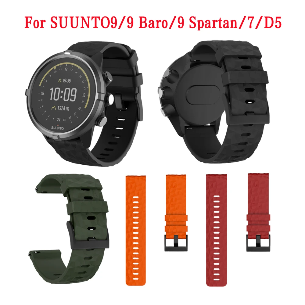 24mm Rubber Silicone Strap Replacement Watch Band For Suunto 7 D5 Wristband For Suunto 9 Spartan Sport Wrist HR Baro Bracelet