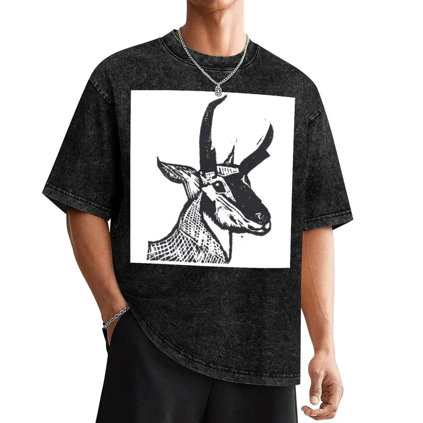 Regal pronghorn antelope portrait T-Shirt summer tops Short sleeve tee Men's cotton t-shirt