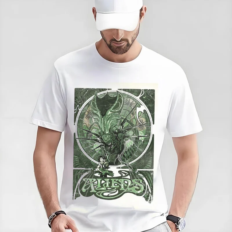 

0410 Sci-Fic Alien Gift T-Shirt Weyland Horror movie Xenomorp 100% cotton Short Sleeve Graphic clothes All size tops S-6XL