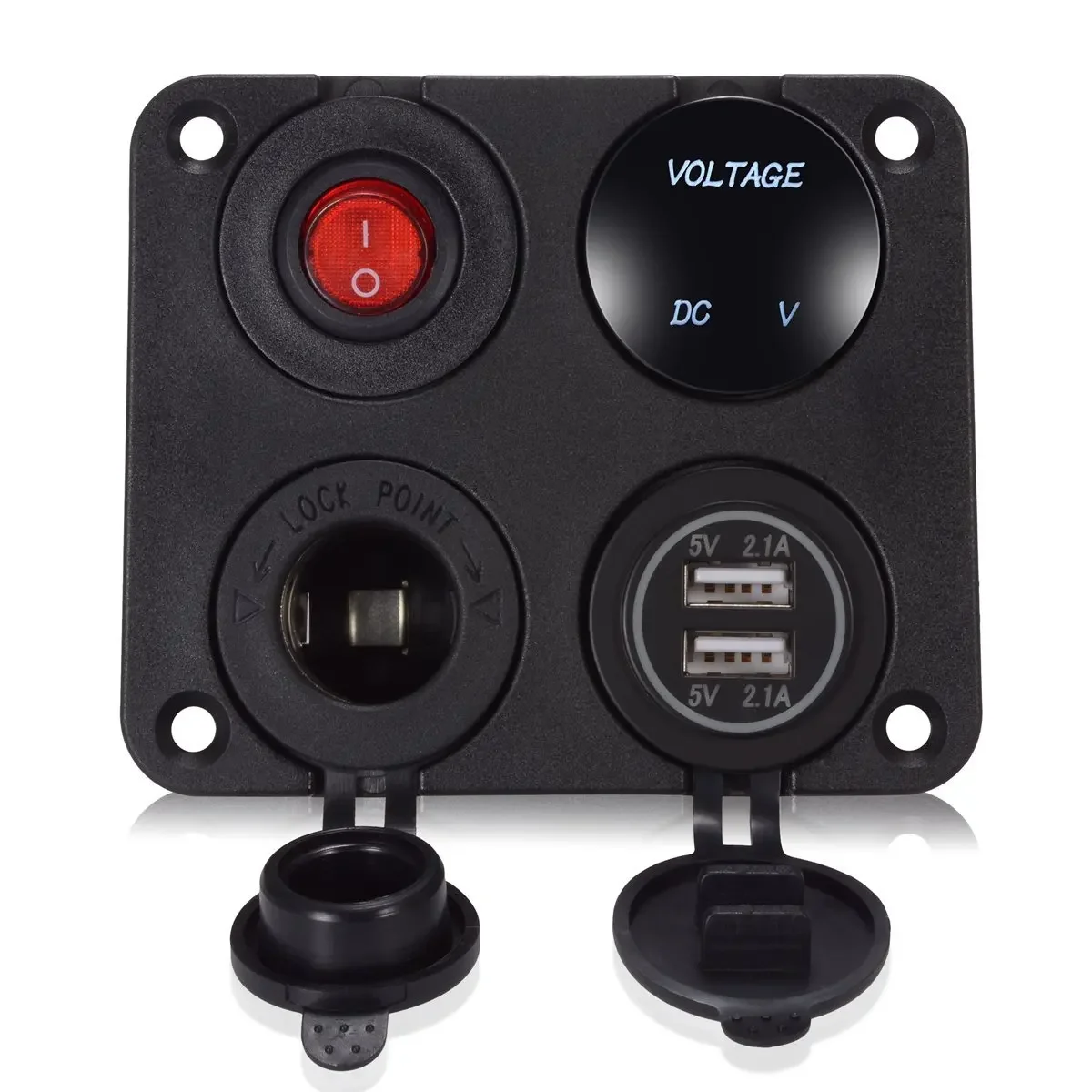 Diy 4 In 1 Dual Usb Charger 4.2A Voltmeter 12V Stopcontact Aan-uit Schakelaar Voor Auto boot Marine Rv Truck Camper Voertuigen