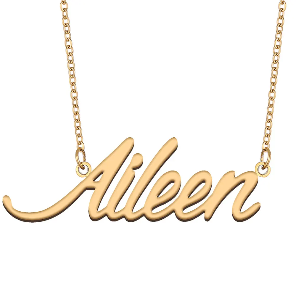 

Aileen Name Necklace Personalized Stainless Steel Pendant for Women Nameplate Charms Female Girls Birthday Gift