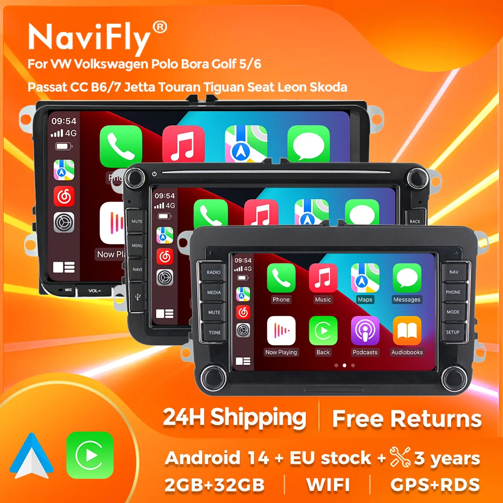 7/8/9 pollici Auto Lettore Multimediale Carplay Per VW Volkswagen Polo Bora Golf 5/6 Passat CC B6/7 Jetta Touran Tiguan Seat Leon Skoda