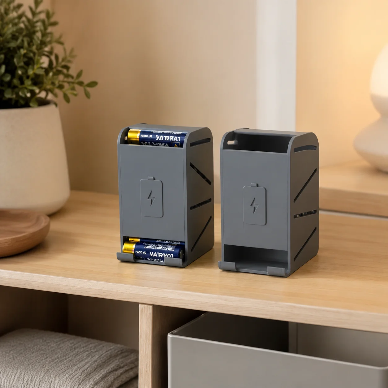3D Printed AA Battery Storage Holder Compact Durable Desktop Battery Organizer Box Portable Small Battery Storage Case
