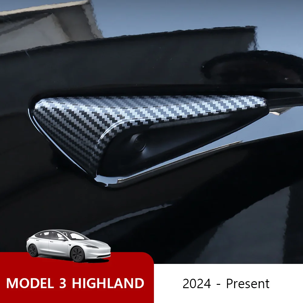 [2024] für Tesla neues Modell 3 Highland 2024 Seiten kamera abdeckung Objektivs chutz schwarz weiß rot glänzend matt Kohle faser muster