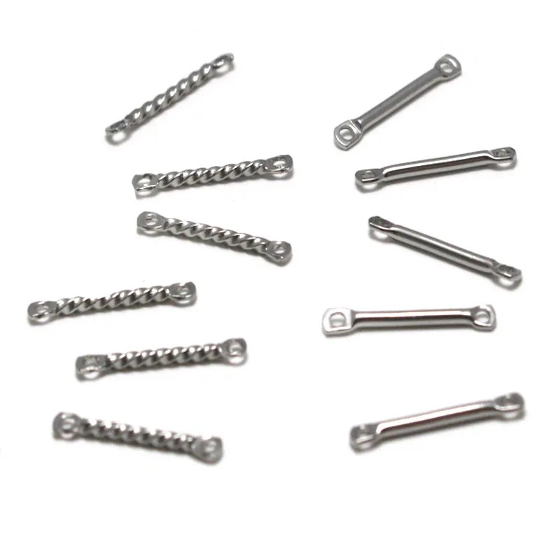 

50pcs/lot Stainless Steel Double Hole Bar Connecting Rod Earrings Link Connector Pendants For Earring Jewelry Making Supplies