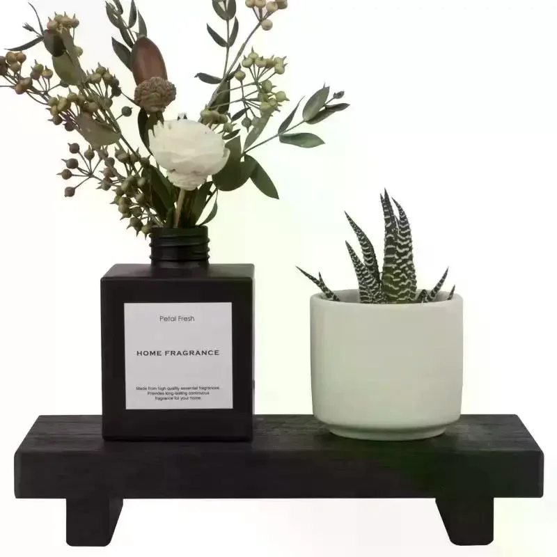 Wood Tray Pedestal Stand Wooden Vanity Hands Soap Scented Candle Storage Holder Tray Kitchen Seasoning Holder Home Decor
