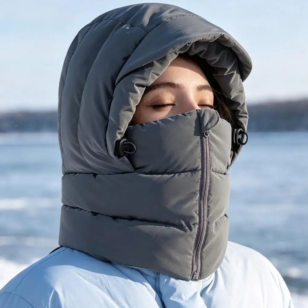 Women Balaclava Hat Women’s Winter Balaclava Hat with Wind-resistant Zipper Face Mask Thermal Fleece Lined Hooded for Outdoor