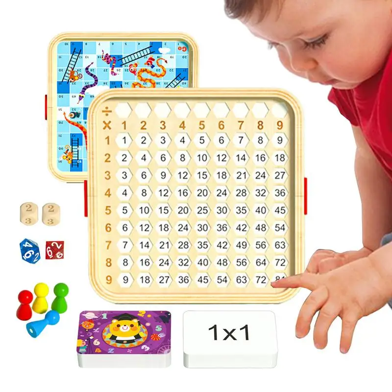 Multiplication Table Toy Wooden Educational Math Table Board 2 In 1 Math Board Game Board Games For Kids Multiplication Charts