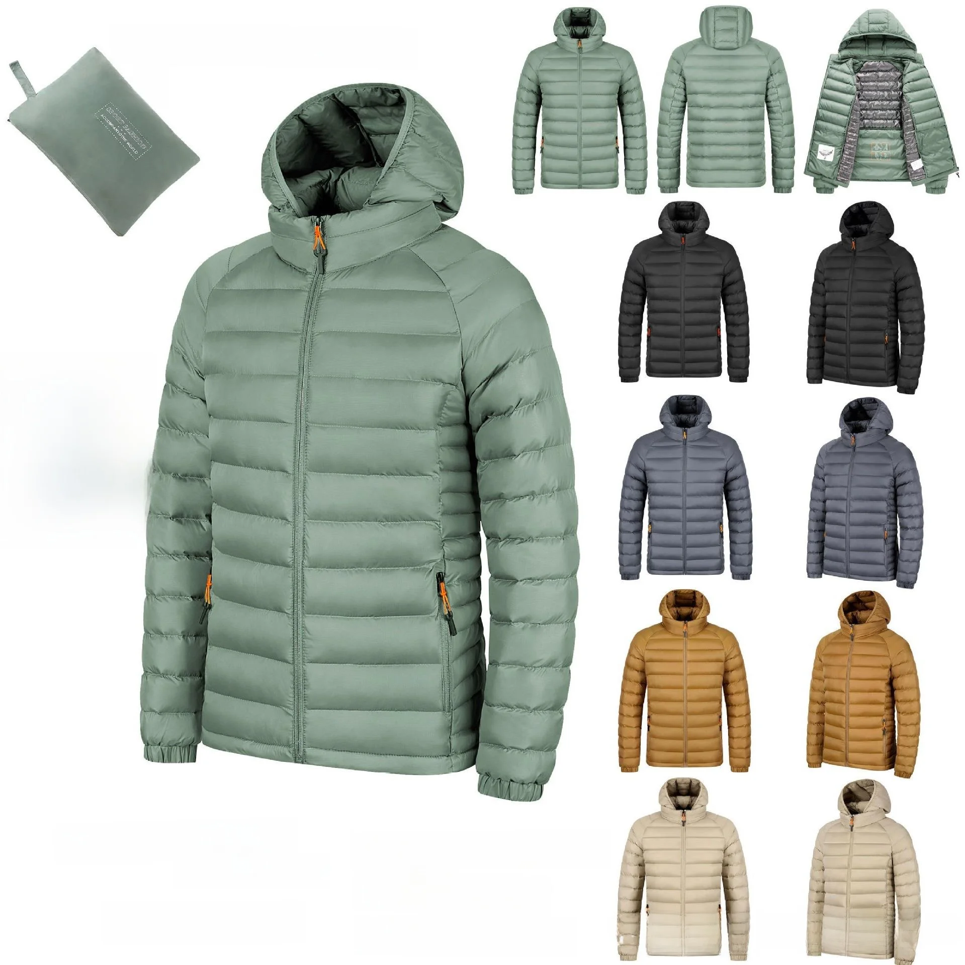 

Men's Stripe Hooded Warm Cotton Jaet Travel Bag Pure Color Layerable Busin Gentleman Sle Long Zipper Side ket Coat