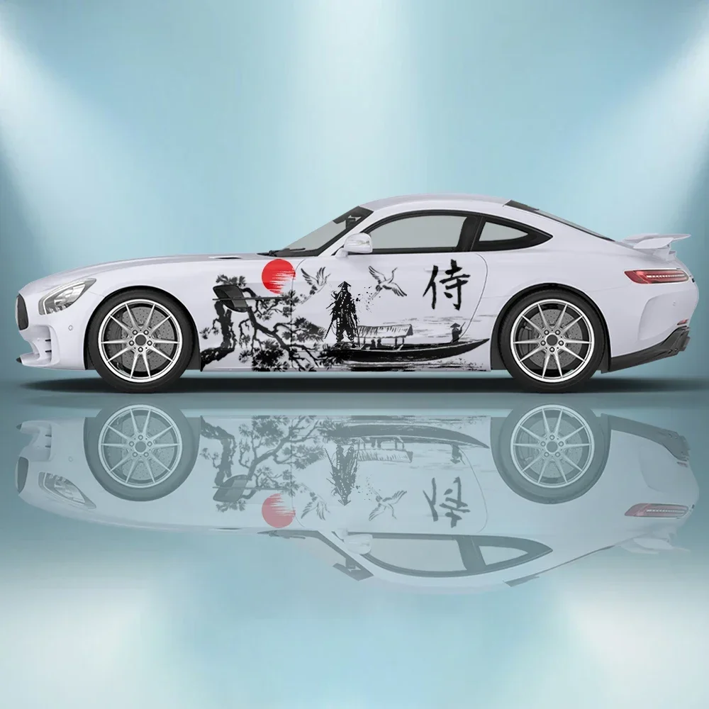 

Самурайские чернила пейзаж автомобильные виниловые обертывания наклейка самоклеящаяся наклейка из ПВХ подходит для грузовиков внедорожник украшения авто аксессуары подарок