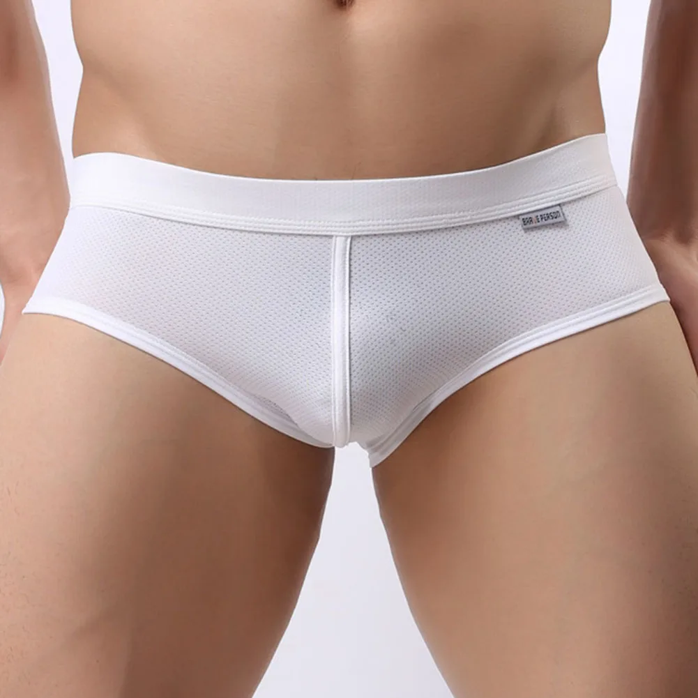 Solid Color Low Waist Men Pouch Breathable Underpants Underwear Comfortable Tight Fitting Soft Boxers Briefs
